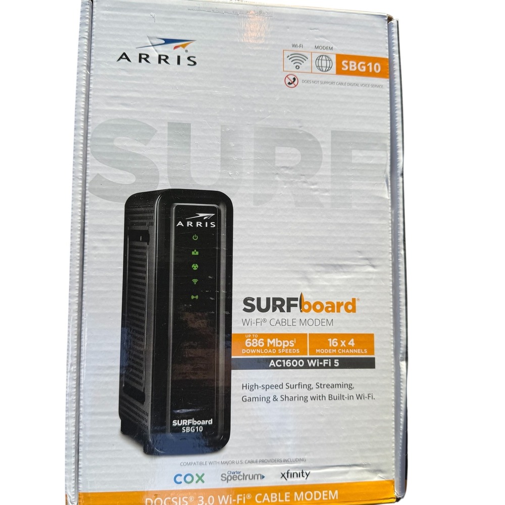 Arris SURFboard SBG10 Wi-Fi Cable Modem Router DOCSIS 3.0 AC1600 COX Xfinity